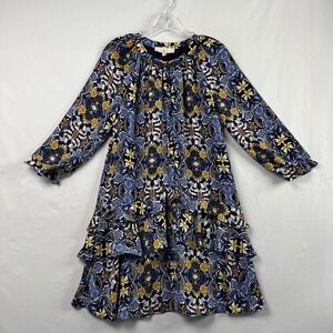Loft Shift Dress Womens Small Boho Flowy floral Ruffled Relaxed Chiffon Cottage